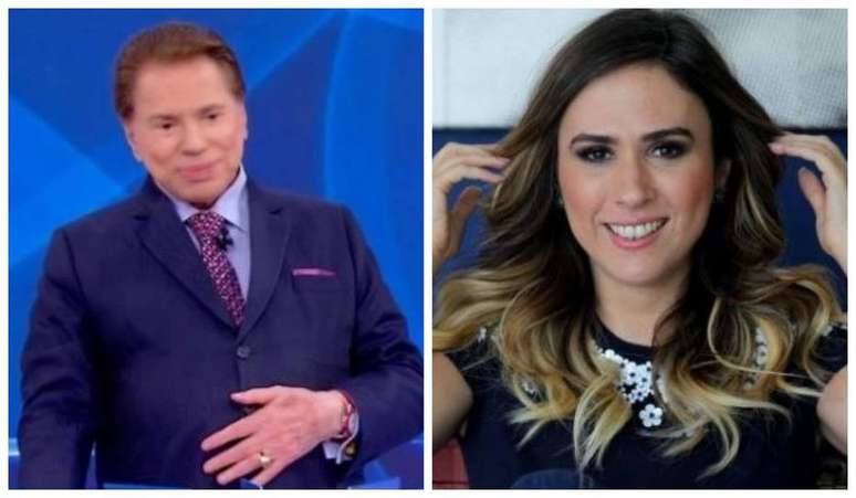 Os apresentadores Silvio Santos e Tatá Werneck.