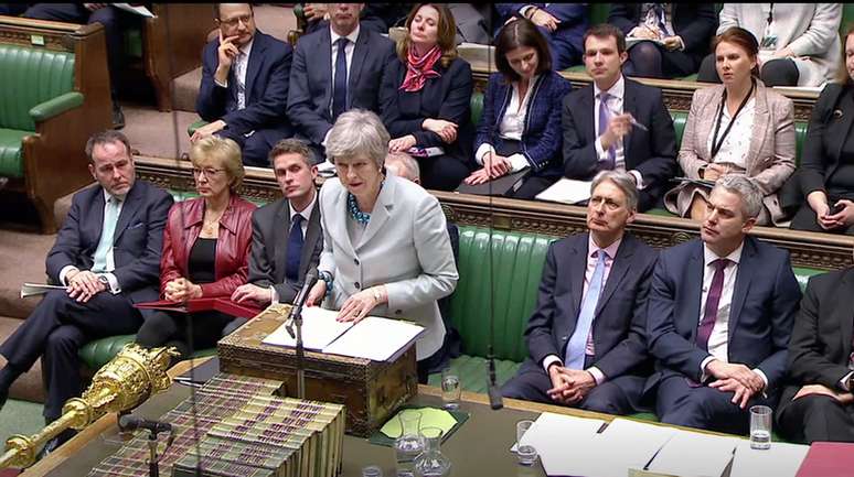 Primeira-ministra birtância, Theresa May, faz discurso no Parlamento
25/03/2019
Reuters TV/via REUTERS