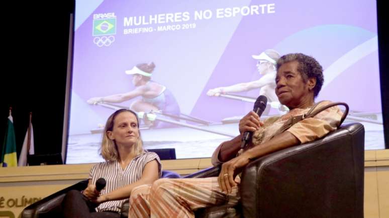 Aída dos Santos relembrou sua história ao lado da bicampeã olímpica Fabi (Foto: Rafael Bello/ COB)