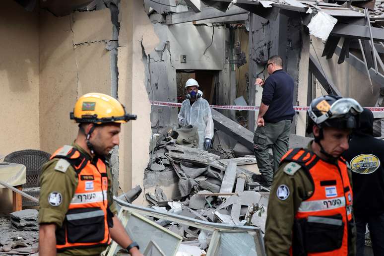 Casas ficaram destruídas após ataque em Tel-Aviv, em Israel (25/03/2019)