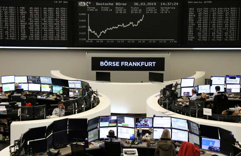 Índice DAX do mercado alemão de ações, em tela na Bolsa de Frankfurt. 26/03/2019. REUTERS/Staff