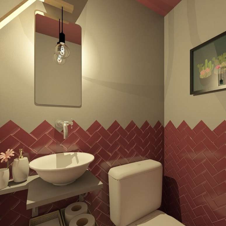 43- Na decora&ccedil;&atilde;o de casas pequenas os lavabos podem ter cubas e bancadas pequenas. Fonte: Ar. co / Armaz&eacute;m Coletivo