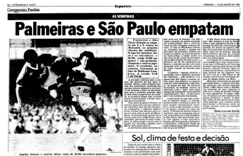 Página do Estado em agosto de 1987