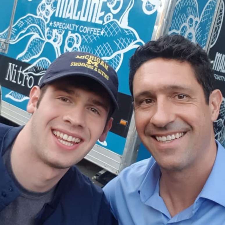 Gustavo Borges e o filho nos Estados Unidos