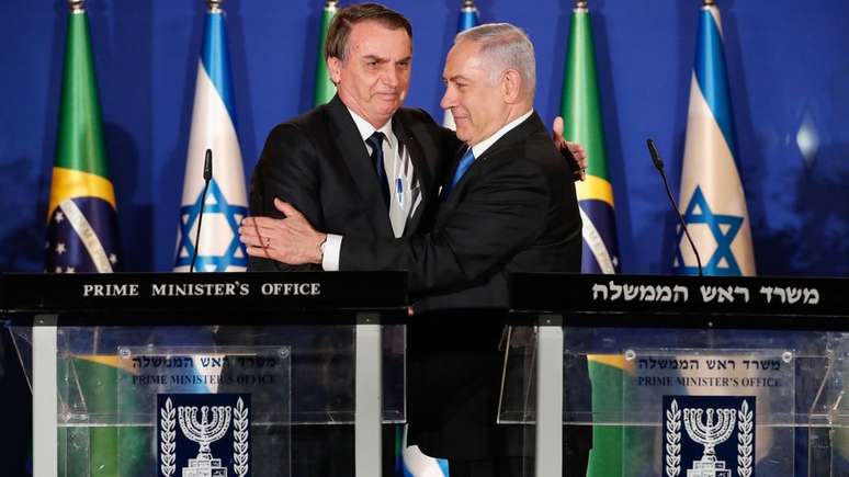 O presidente Jair Bolsonaro (PSL) se encontrou com o primeiro-ministro de Israel, Benjamin Netanyahu, neste domingo