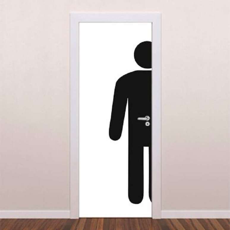 8. Modelo simples de placa para banheiro masculino &ndash; Foto: Brave Impress&otilde;es