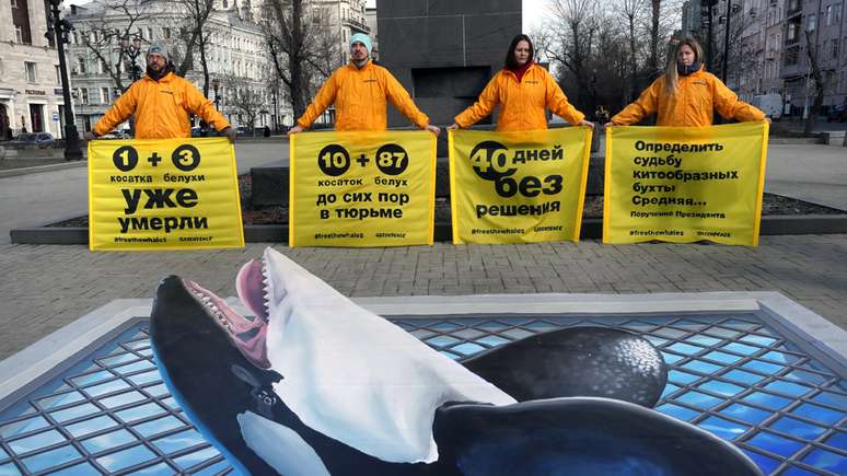 O Greenpeace organizou uma manifestação em Moscou