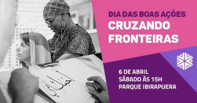 ONG 'Abraço Cultural' participa do Dia das Boas Ações no Parque do Ibirapuera com oficinas e palestras de professores refugiados.