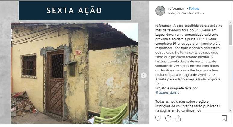 A sexta casa reformada pelo grupo que criou era de um homem de 96 anos: fachada, sala e cozinha foram transformados