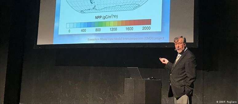 Pesquisador Paulo Artaxo na abertura das palestras Kosmos promovida pela Universidade Humboldt em Berlim