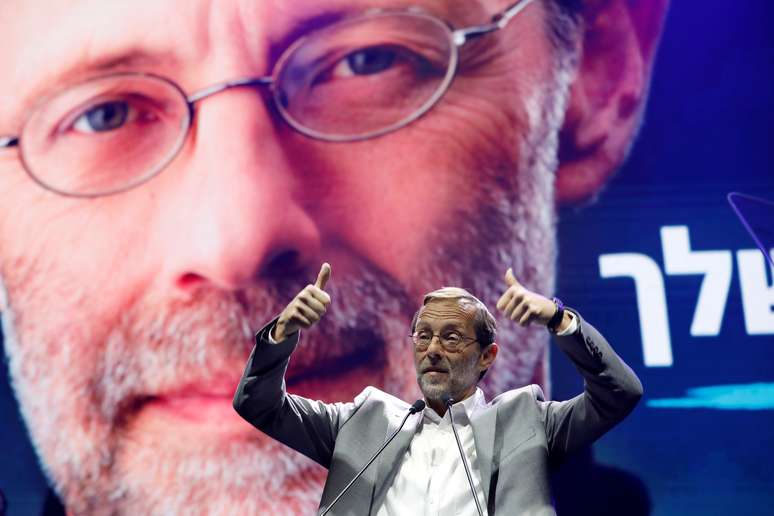 Moshe Feiglin, líder do partido Zehut, durante evento de canpanha em Tel Aviv, em Israel
02/04/2019
REUTERS/Corinna Kern/File Photo