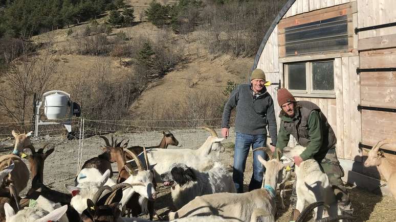 O fazendeiro Simon Merveille viu uma de suas cabras ser comida por lobos