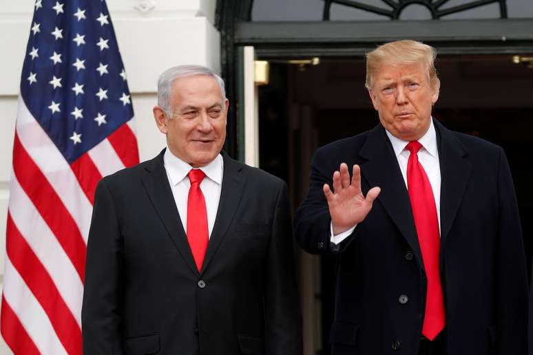 Presidente norte-americano, Donald Trump, recebe Netanyahu na Casa Branca, em Washington
25/03/2019
REUTERS/Carlos Barria