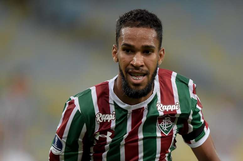 Everaldo, jogador do Fluminense, durante a primeira partida contra o Antofagasta, do Chile, válida pela primeira fase da Copa Sul-americana 2019