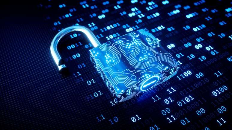 ilustra&ccedil;&atilde;o de c&oacute;digos bin&aacute;rios e o cadiado