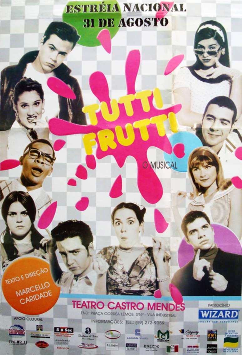Pôster de 'Tutti Frutti - O Musical', peça com o elenco do seriado 'Sandy e Junior'.