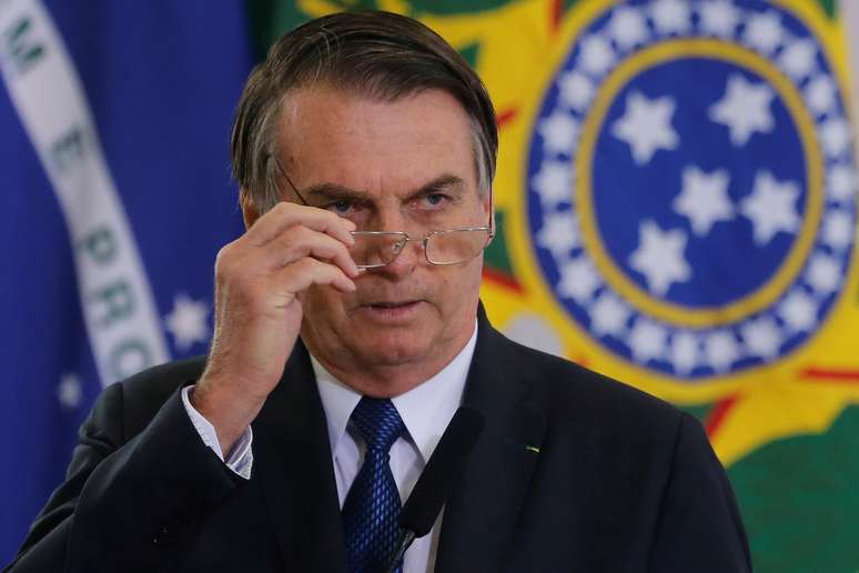 Presidente Jair Bolsonaro discursa durante cerimônia em Brasília
11/04/2019 REUTERS/Adriano Machado 