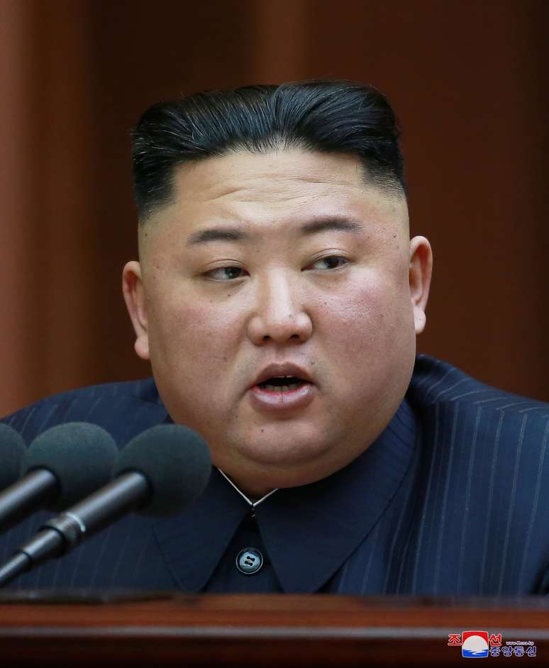 Líder norte-coreano, Kim Jong Un, em evento em Pyongyang 12/4/2019   KCNA/REUTERS 