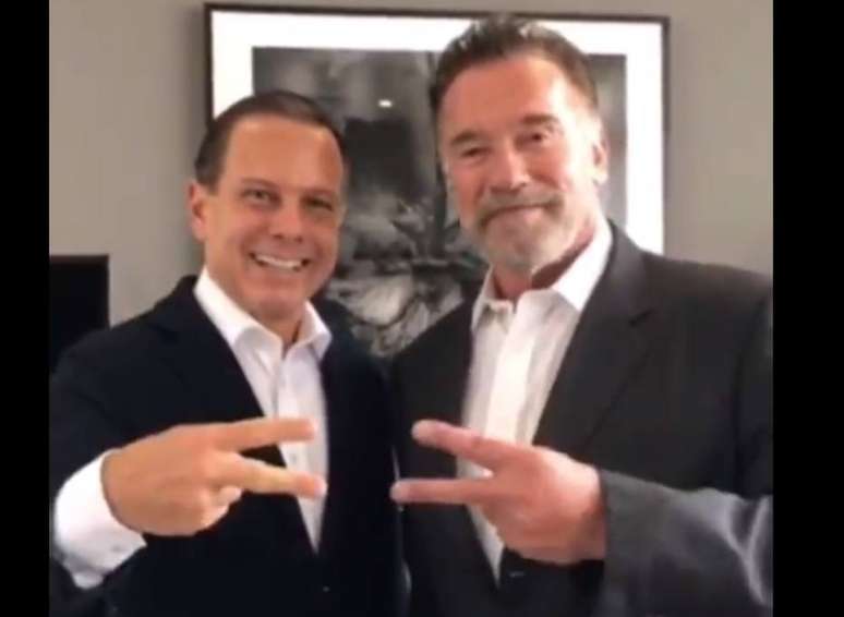 O governador João Doria e o ator Arnold Schwarzenegger