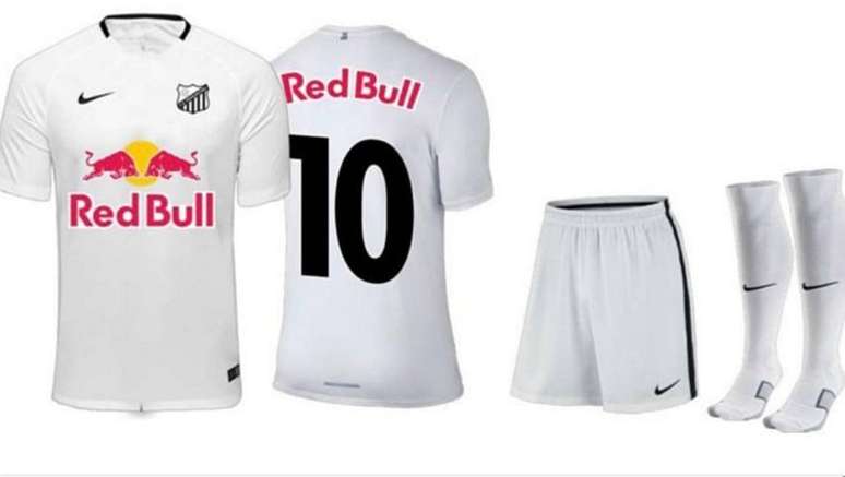 Uniforme que será utilizado pelo Bragantino na Série B após o acordo com o Red Bull Brasil