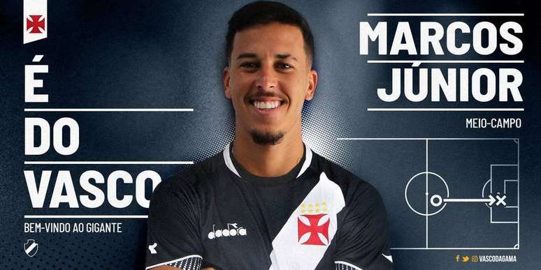 Vasco confirma a contratação de Marcos Júnior, volante do Bangu
