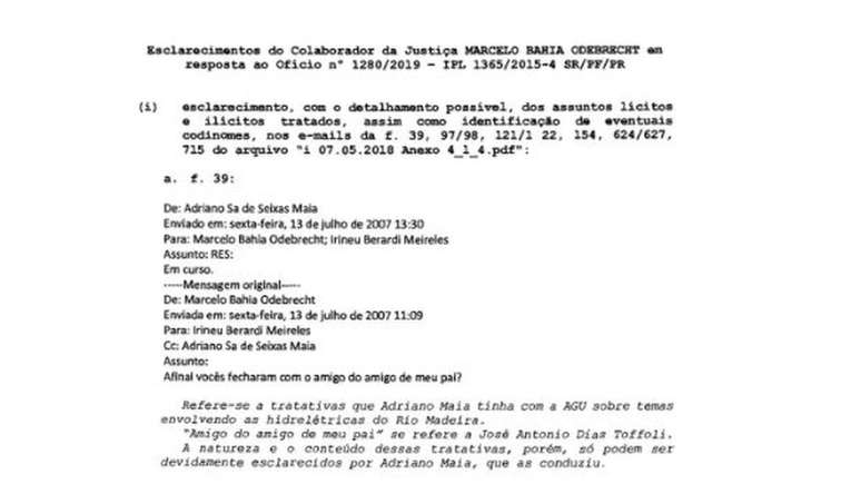 Documento em que Marcelo Odebrecht cita Dias Toffoli foi retirado dos autos da Lava Jato apó publicação de reportagem