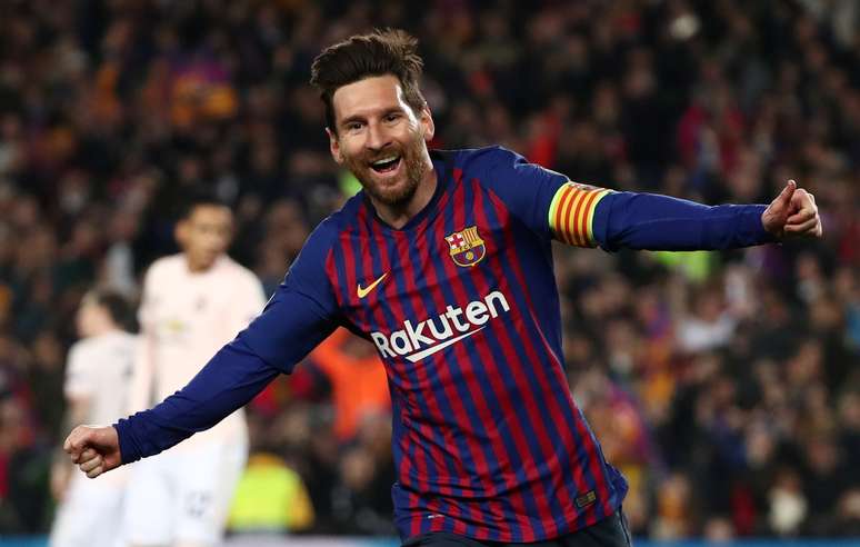 Lionel Messi, do Barcelona, comemora gol contra o Manchester United
16/04/2019
REUTERS/Sergio Perez