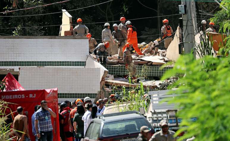 Bombeiros buscam por vítimas em local de desabamento de prédios na comunidade carioca da Muzema
12/04/2019
REUTERS/Ricardo Moraes