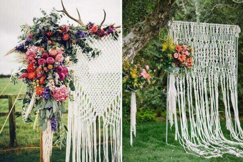 31 &ndash; Macrame para decora&ccedil;&atilde;o vintage casamento. Fonte: Tips For Bride