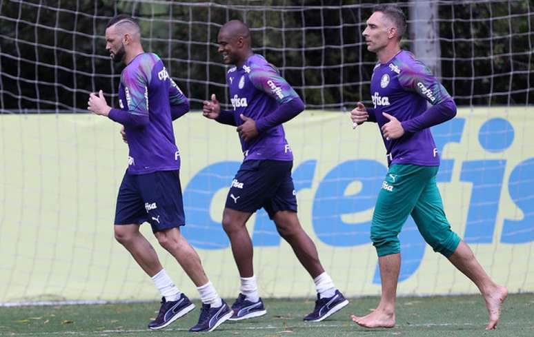 Weverton, Jaison e Fernando Prass são os três goleiros do Palmeiras (Foto: Cesar Greco)