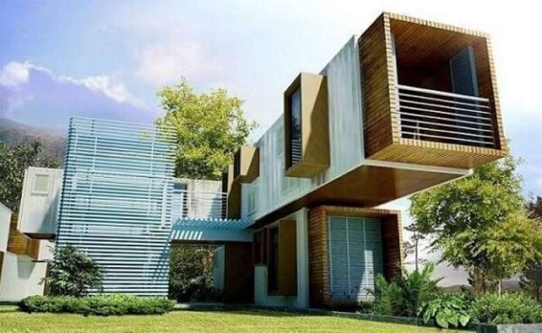 12. Casa container com sacada no andar superior. Fonte: Pinterest