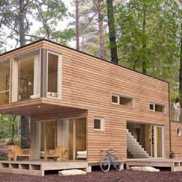 26. Casa container de madeira ecológica. Fonte: Pinterest