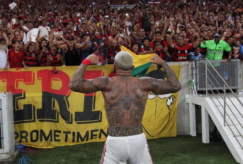 Gabigol durante a partida Flamengo e Fluminense, pela semifinal do Campeonato Carioca de 2019