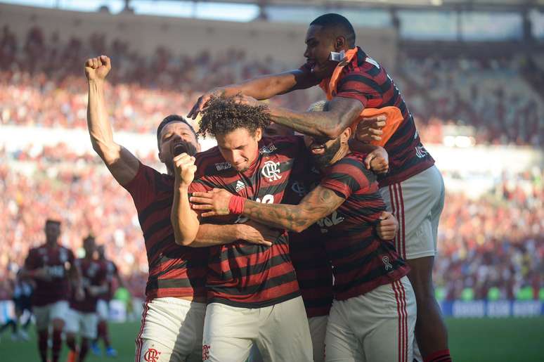 Willian Arão, jogador do Flamengo comemora o gol durante partida contra o Vasco, druante partida válida pela final do Campeonato Carioca 2019, realizado no esstádio do Maracanã, neste domingo (21)