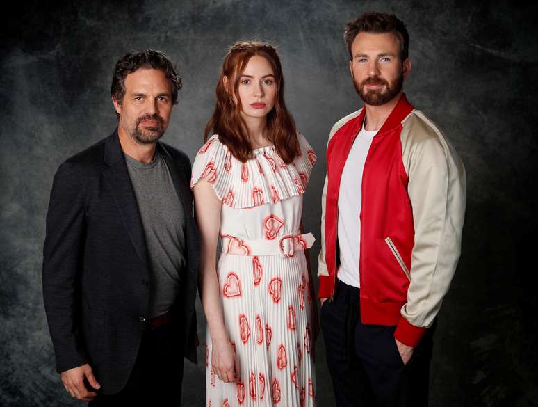 Atores da franquia Vingadores Mark Ruffalo, Karen Gillan e Chris Evans
06/04/2019
REUTERS/Mario Anzuoni