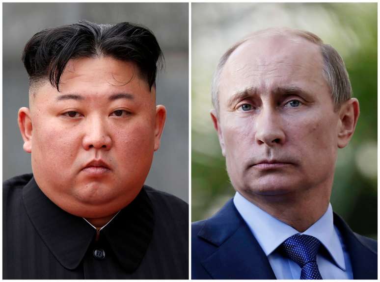 Líder da Coreia do Norte, Kim Jong Un, e o president russo Vladimir Putin. 2/3/2019 REUTERS/Jorge Silva/Pool/Maxim Shipenkov/Pool/File Photo -