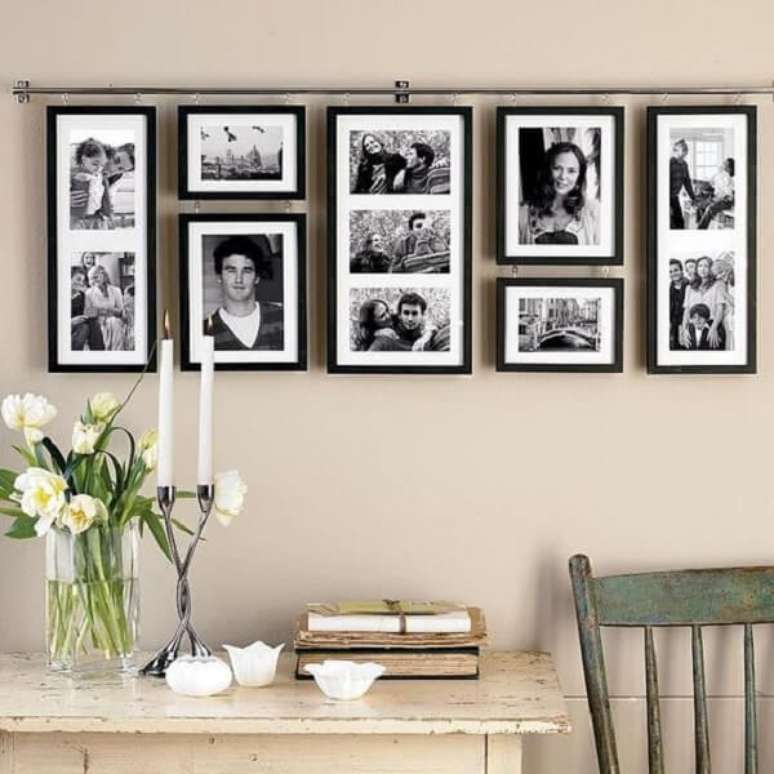 9 – Composição de molduras de quadros para fotos na cor preto. Fonte: Decor Fácil