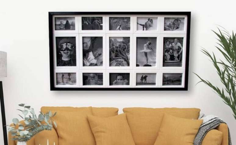 35 – Quadro de fotos compõe a decoração da sala de estar. Fonte: Tua Casa