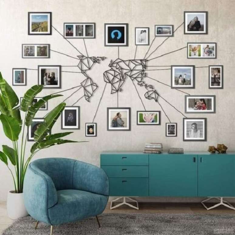 64 – Quadro de fotos para decoração da sala de estar. Fonte: ExViver
