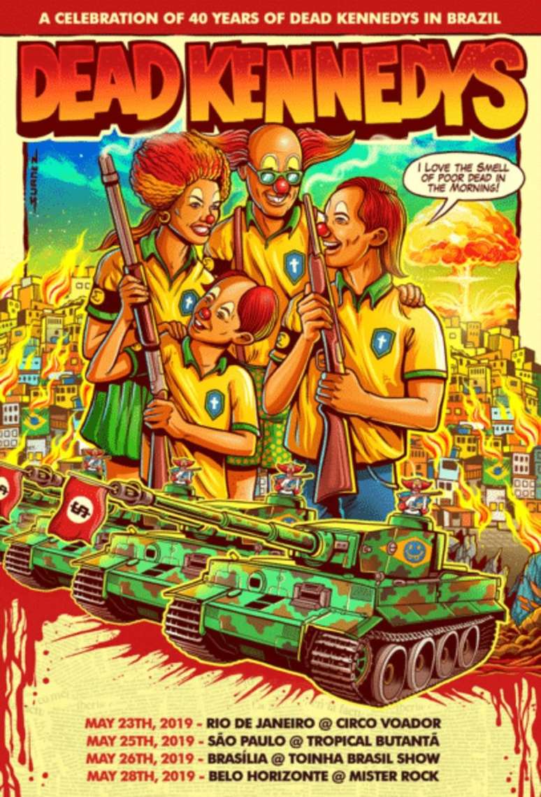 Cartaz da turnê do Dead Kennedys no Brasil.