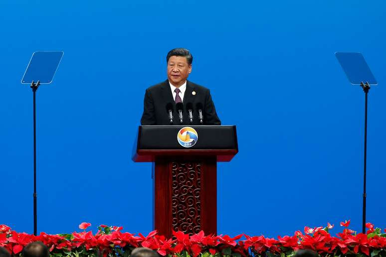 Presidente chinês, Xi Jinping, durante discurso da Iniciativa do Cinturão e Rota 
26/04/2019
REUTERS/Florence Lo