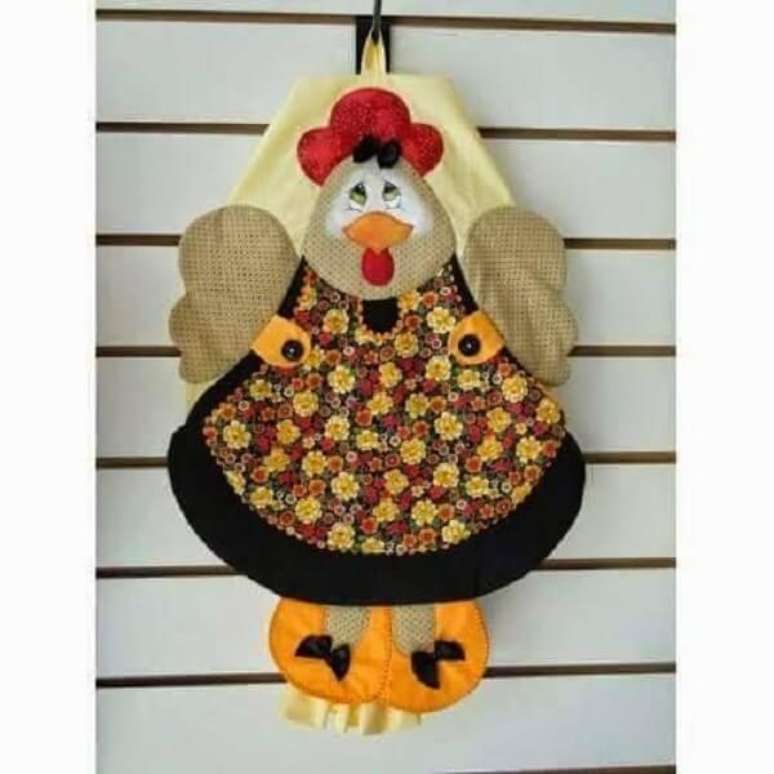 6 – Puxa saco de tecido em formato de galinha. Fonte: Pinterest