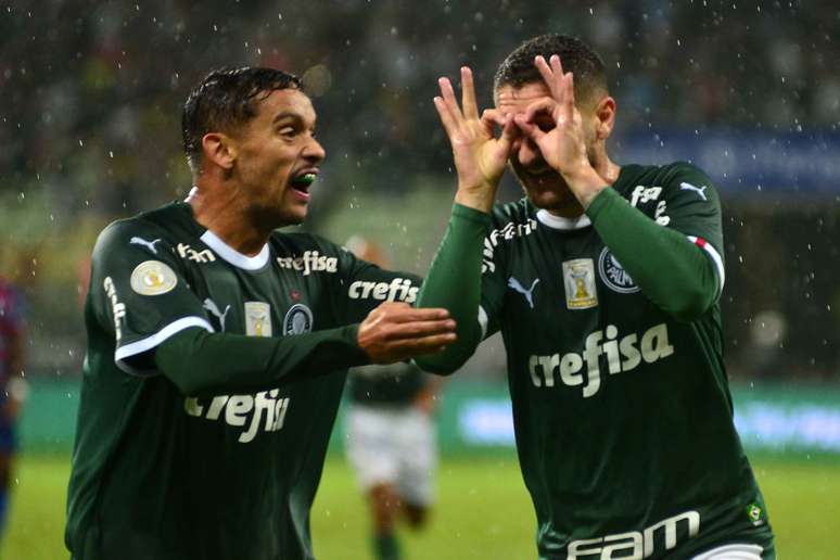 Zé Rafael comemora gol na partida entre Palmeiras e Fortaleza, válida pela 1ª rodada do Brasileirão 2019, no Allianz Parque, zona oeste da cidade de São Paulo neste domingo, 28