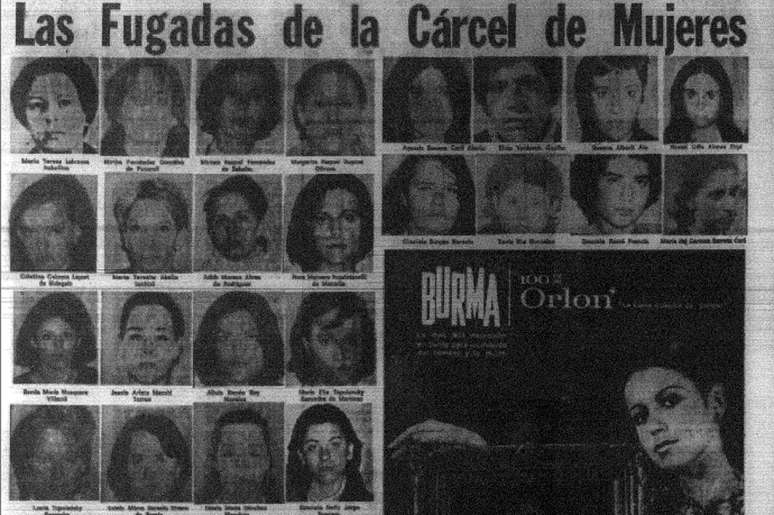 Fotos das fugitivas expostas no El Diario, com Luc&iacute;a Topolansky no canto inferior esquerdo