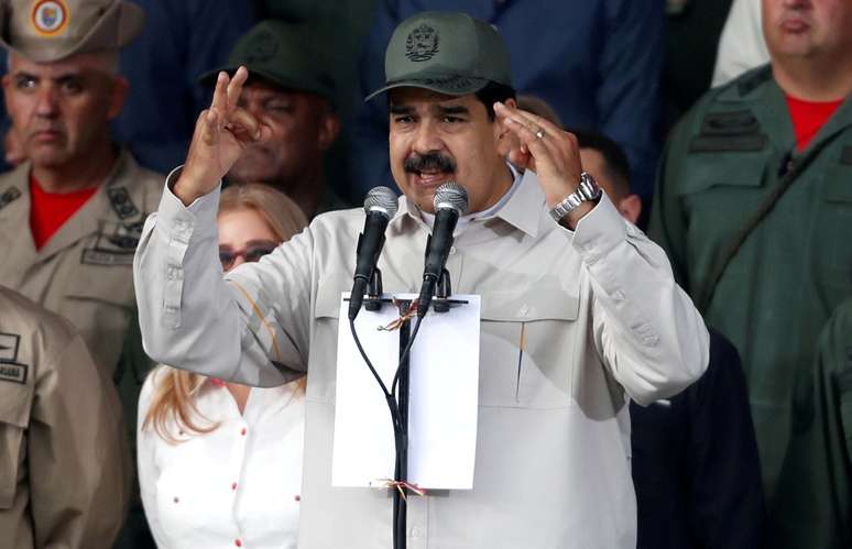 Presidente da Venezuela, Nicolás Maduro, discursa em cerimônia em Caracas
13/04/2019 REUTERS/Carlos Garcia Rawlins