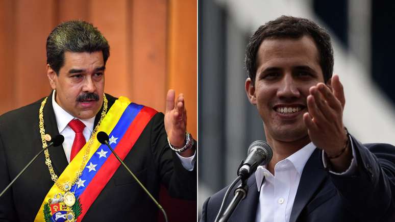 Alguns países reconhecem como presidente venezuelano Nicolás Maduro (à esq.), e outros, Juan Guaidó