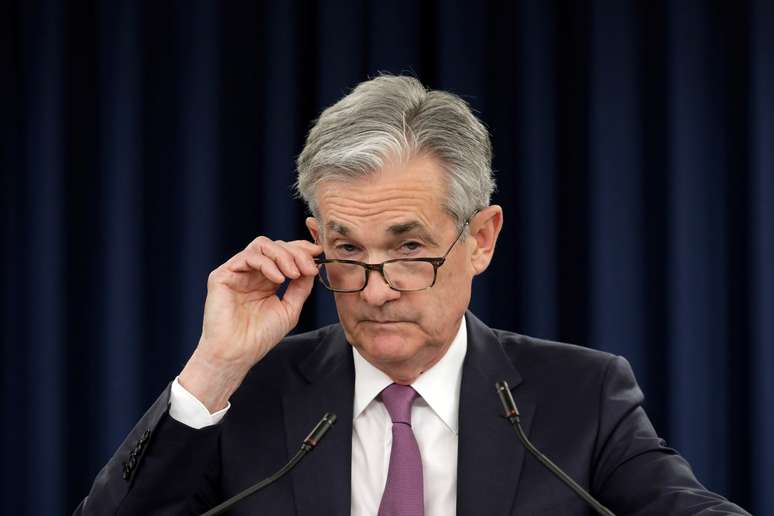 Chair do Federal Reserve fala a jornalistas após reunião de dois dias do órgão, em Washington. 1/5/2019. REUTERS/Yuri Gripas 