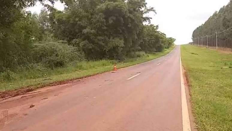 Trecho da rodovia Osny Mateus (SP-261), onde idoso de 71 anos foi atacado por enxame de abelhas europeias, em Cerqueira César, interior de São Paulo.