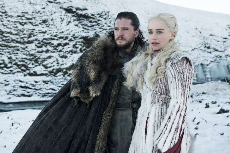 Jon Snow (Kit Harington) e Daenerys Targaryen (Emilia Clarke) em cena da 8ª temporada de 'Game of Thrones'.