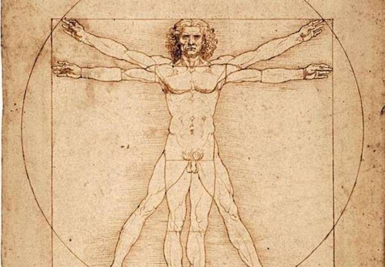 O célebre desenho "Homem Vitruviano", que pertence ao acervo das Galerias da Academia, em Florença